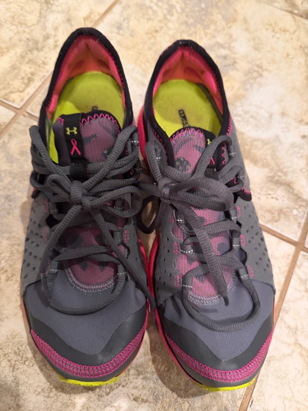 Under Armour Women's Gray and Pink Athletic Running Shoes Size 7.5